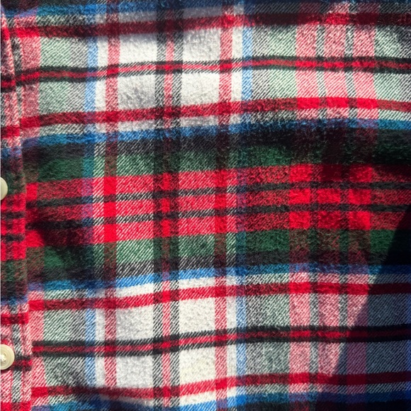Lands End Red and Green Button Up Flannel (XL) - Picture 2 of 3